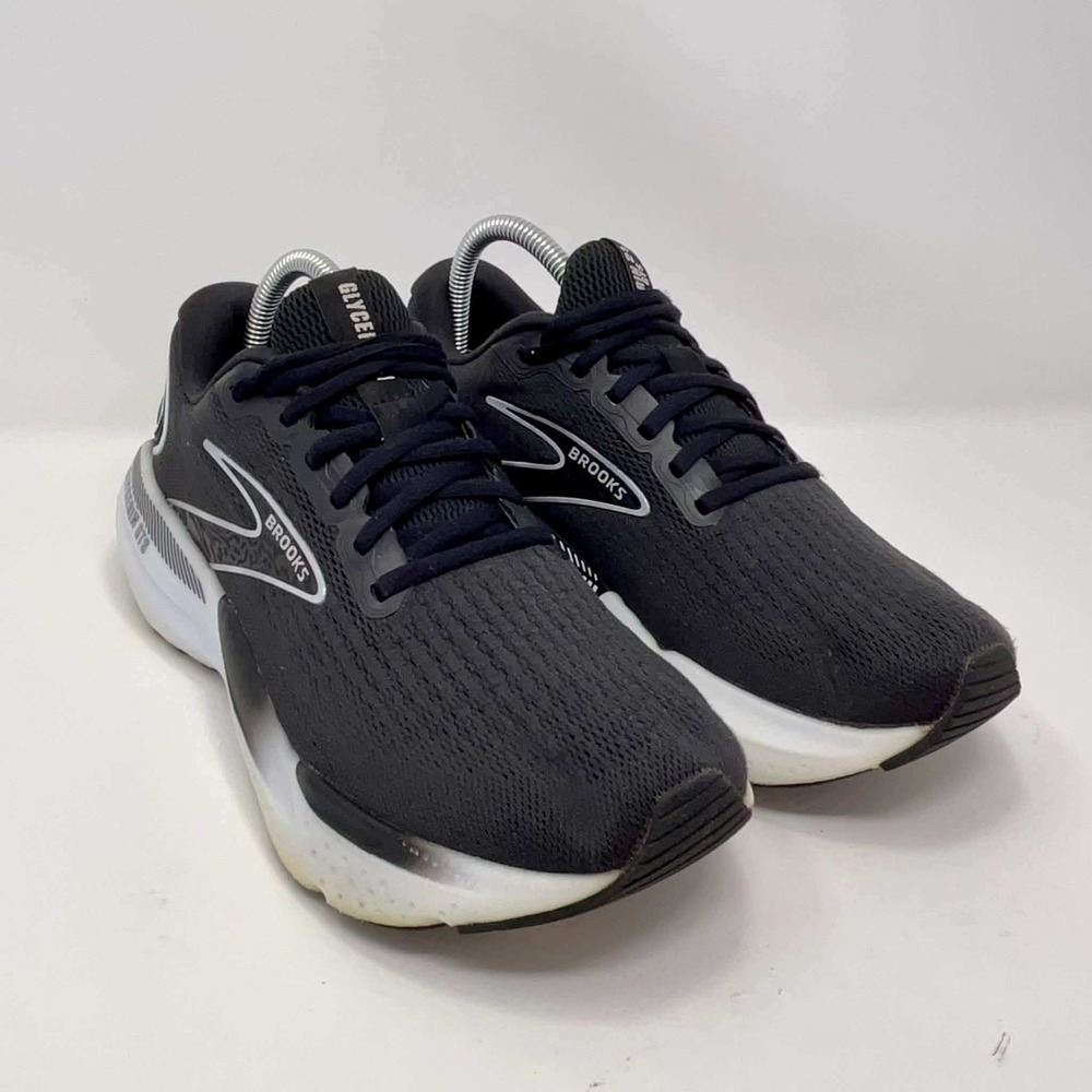 Brooks Glycerin GTS 21 Mens Size 9.5 Running Shoes Black White 1204091B090